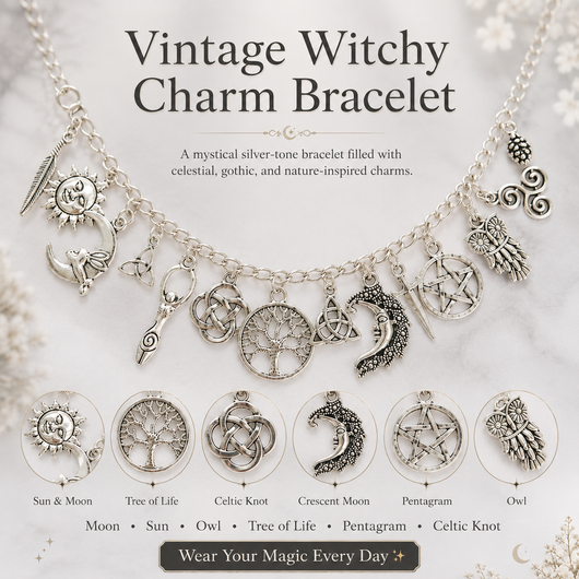 Vintage Witchy Charm Bracelet | Alternative, Magical, Spiritual Jewelery for Women