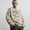 Ripped Skull Graphic Sweater