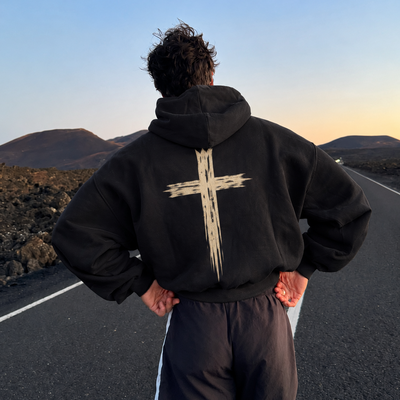 Raiza Messy Cross Heavyweight Hoodie