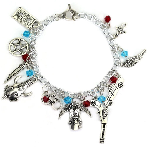 Supernatural Inspired Bracelets for Women Dean Winchester Jewelry Charms Pendants Bangles Bracelet Gothic Chain Wristbands