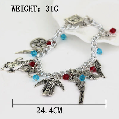 Supernatural Inspired Bracelets for Women Dean Winchester Jewelry Charms Pendants Bangles Bracelet Gothic Chain Wristbands